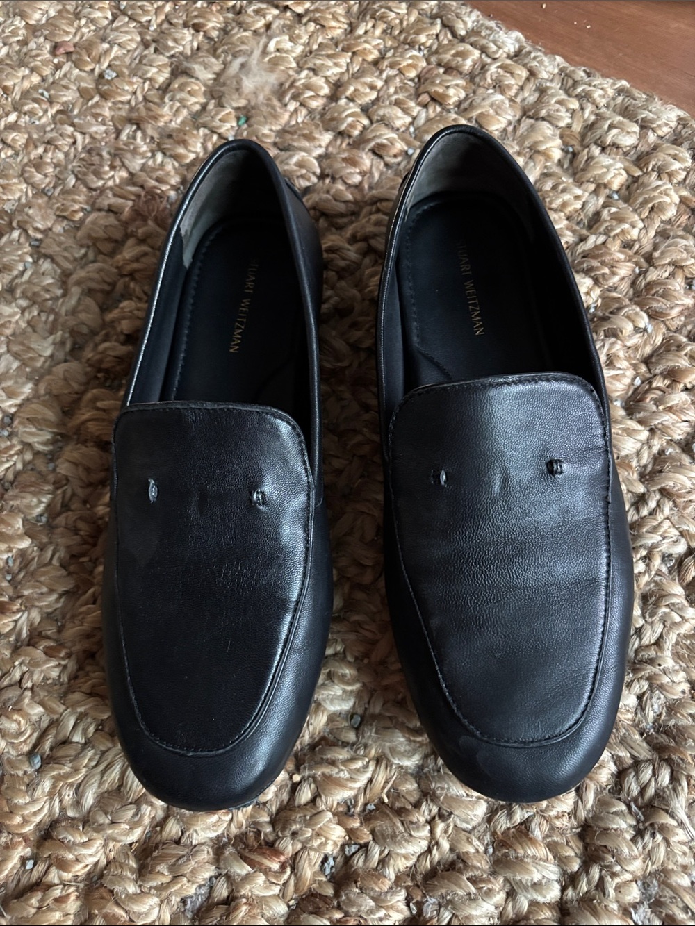 New Stuart Weitzman Lamb Skin Slip-On Loafers in Black Size 8